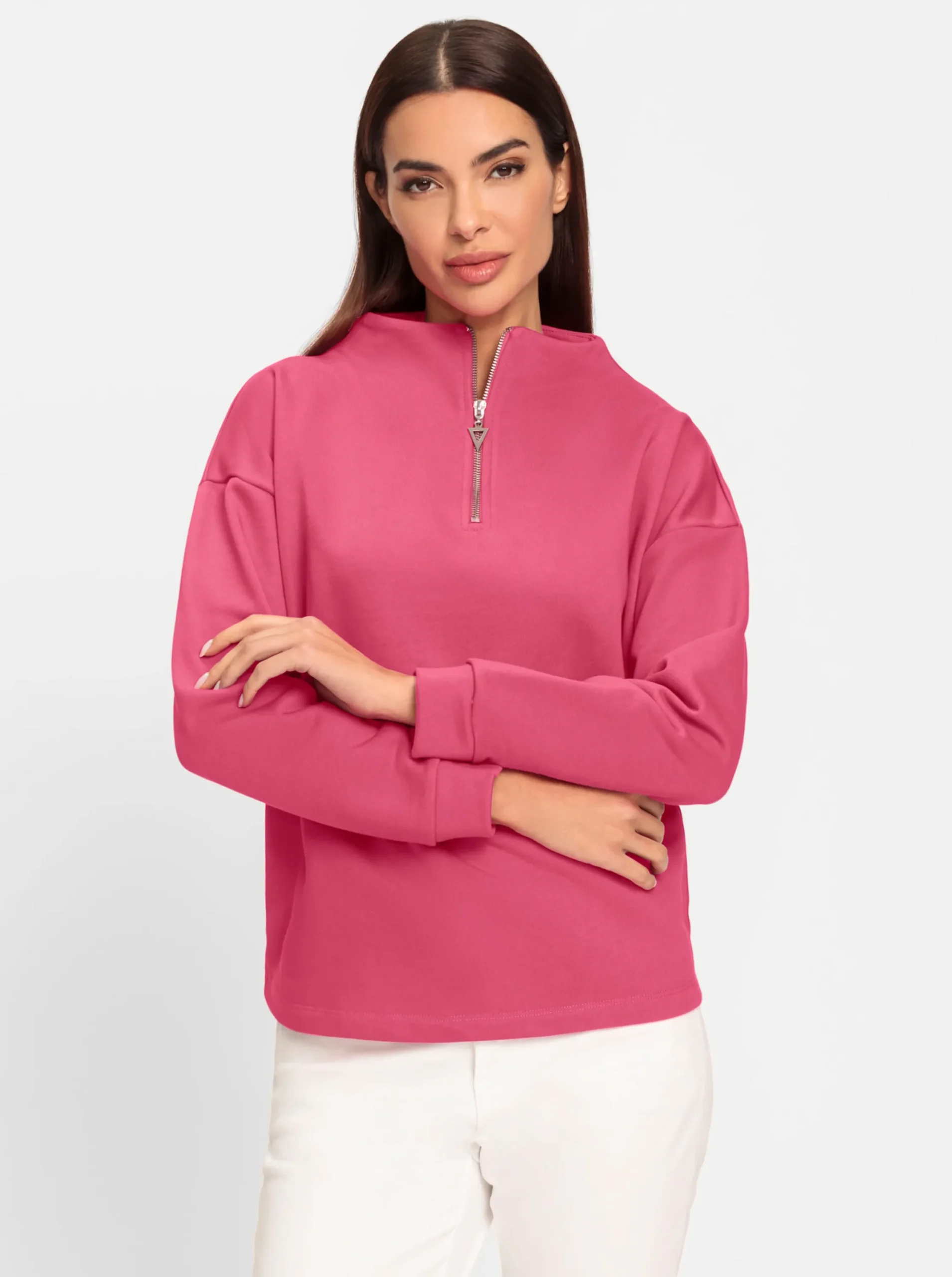 Shirts|heine Langarmshirt mit Stehkragen fuchsia