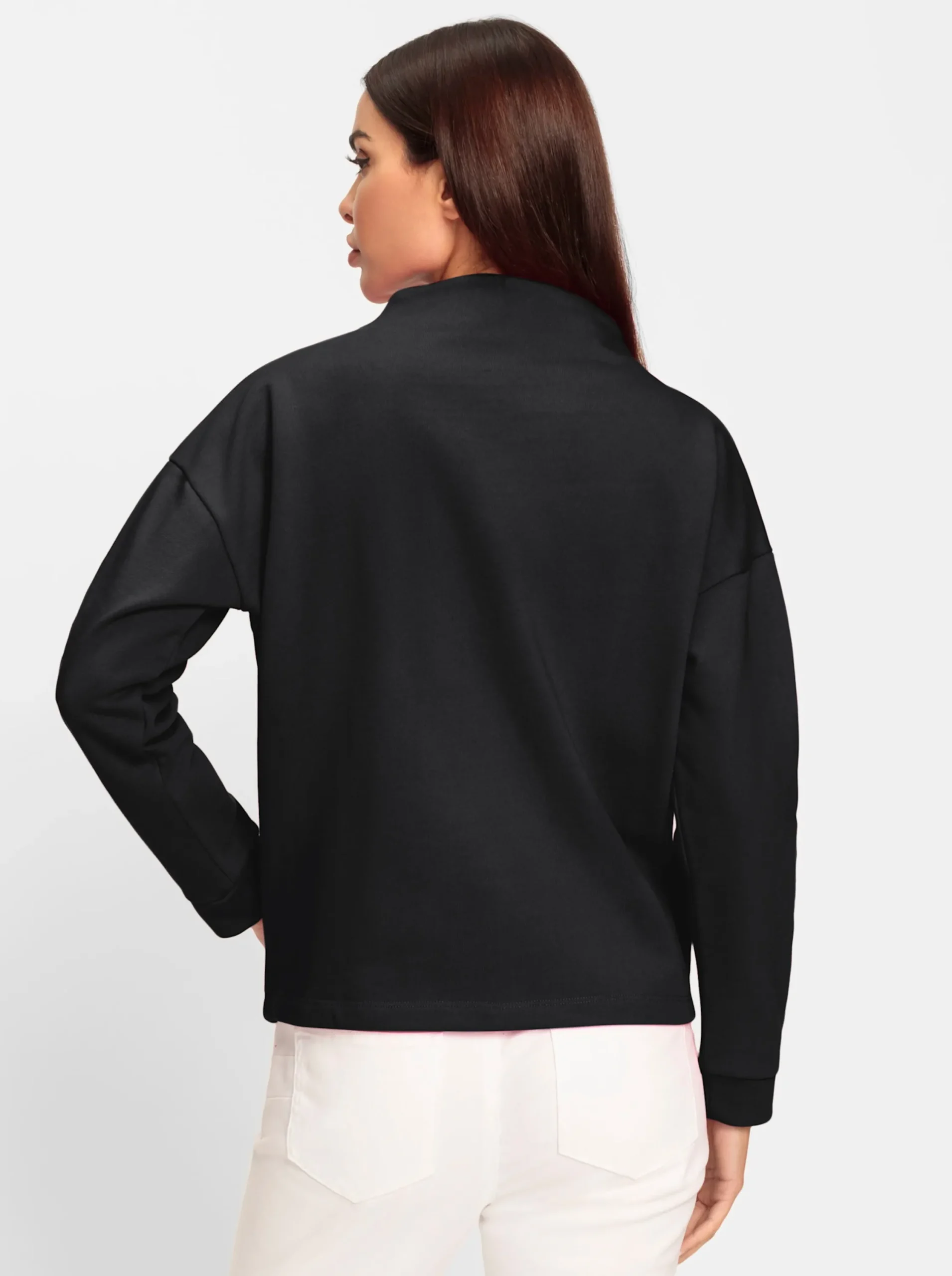 Shirts|heine Langarmshirt mit Stehkragen schwarz