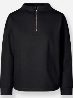 Shirts|heine Langarmshirt mit Stehkragen schwarz