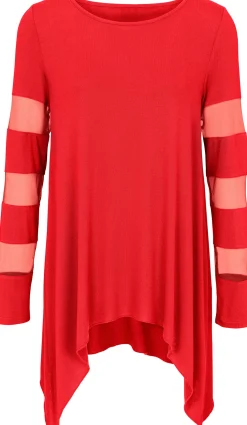 Shirts|heine Langarmshirt mit transparenten Einsätzen rot