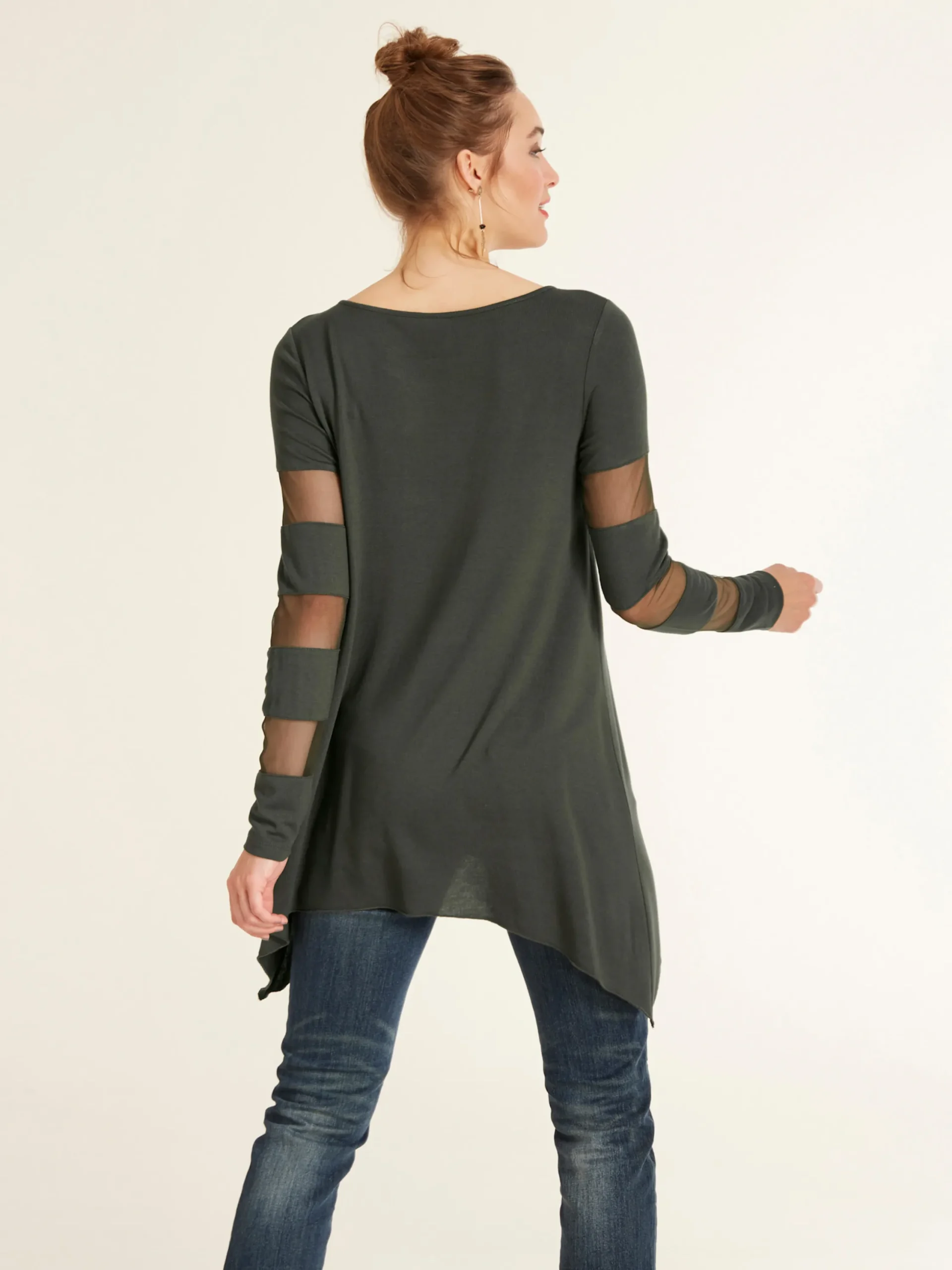 Shirts|heine Langarmshirt mit transparenten Einsätzen grün