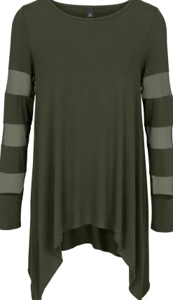 Shirts|heine Langarmshirt mit transparenten Einsätzen grün