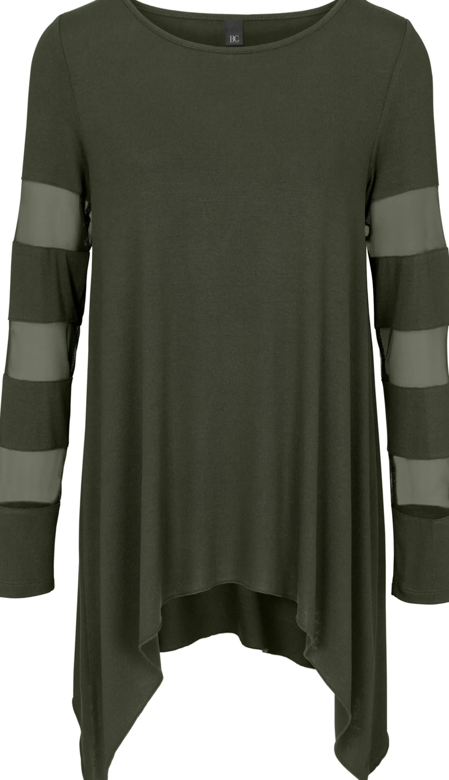 Shirts|heine Langarmshirt mit transparenten Einsätzen grün