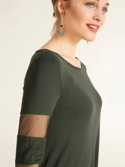 Shirts|heine Langarmshirt mit transparenten Einsätzen grün