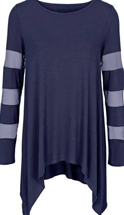 Shirts|heine Langarmshirt mit transparenten Einsätzen nachtblau