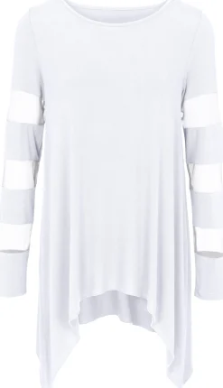 Shirts|heine Langarmshirt mit transparenten Einsätzen weiß