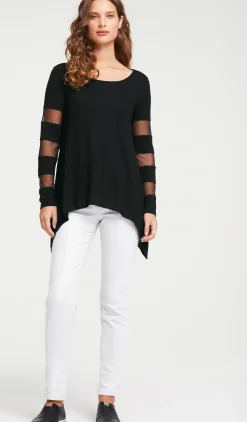 Shirts|heine Langarmshirt mit transparenten Einsätzen schwarz