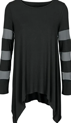 Shirts|heine Langarmshirt mit transparenten Einsätzen schwarz
