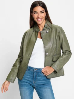 Ledershop|Blazer|heine Lederblazer khaki