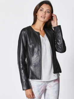 Ledershop|Blazer| Lederblazer mit Schößchen schwarz