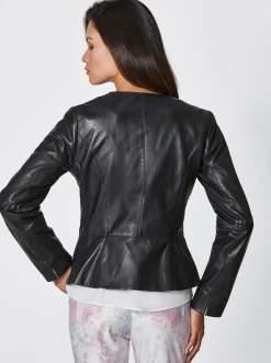 Ledershop|Blazer| Lederblazer mit Schößchen schwarz
