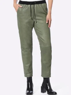 Ledershop|heine Lederhose khaki