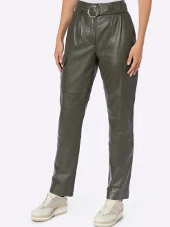 Ledershop|heine Lederhose im Cargo-Style khaki