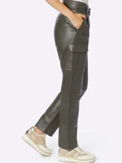 Ledershop|heine Lederhose im Cargo-Style khaki