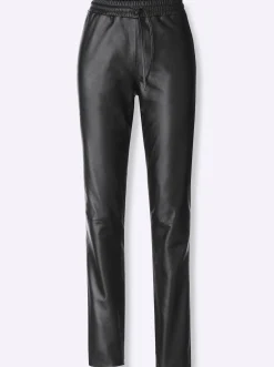 Ledershop| Lederhose mit Rundum-Dehnbund, Lamnappa-Leder schwarz