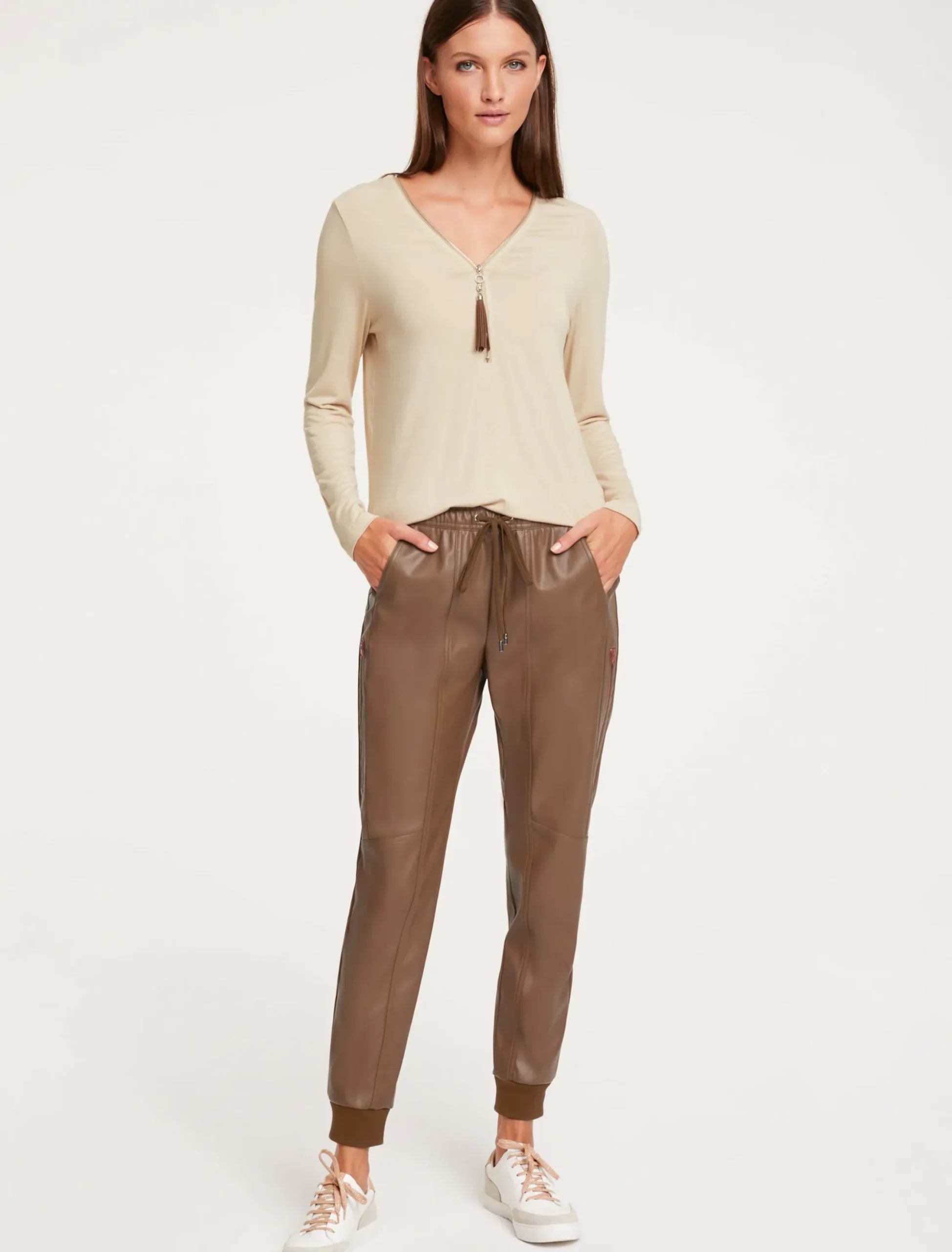 Homewear|Lederimitat|heine Lederimitathose braun