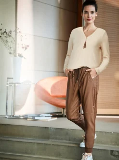 Homewear|Lederimitat|heine Lederimitathose braun