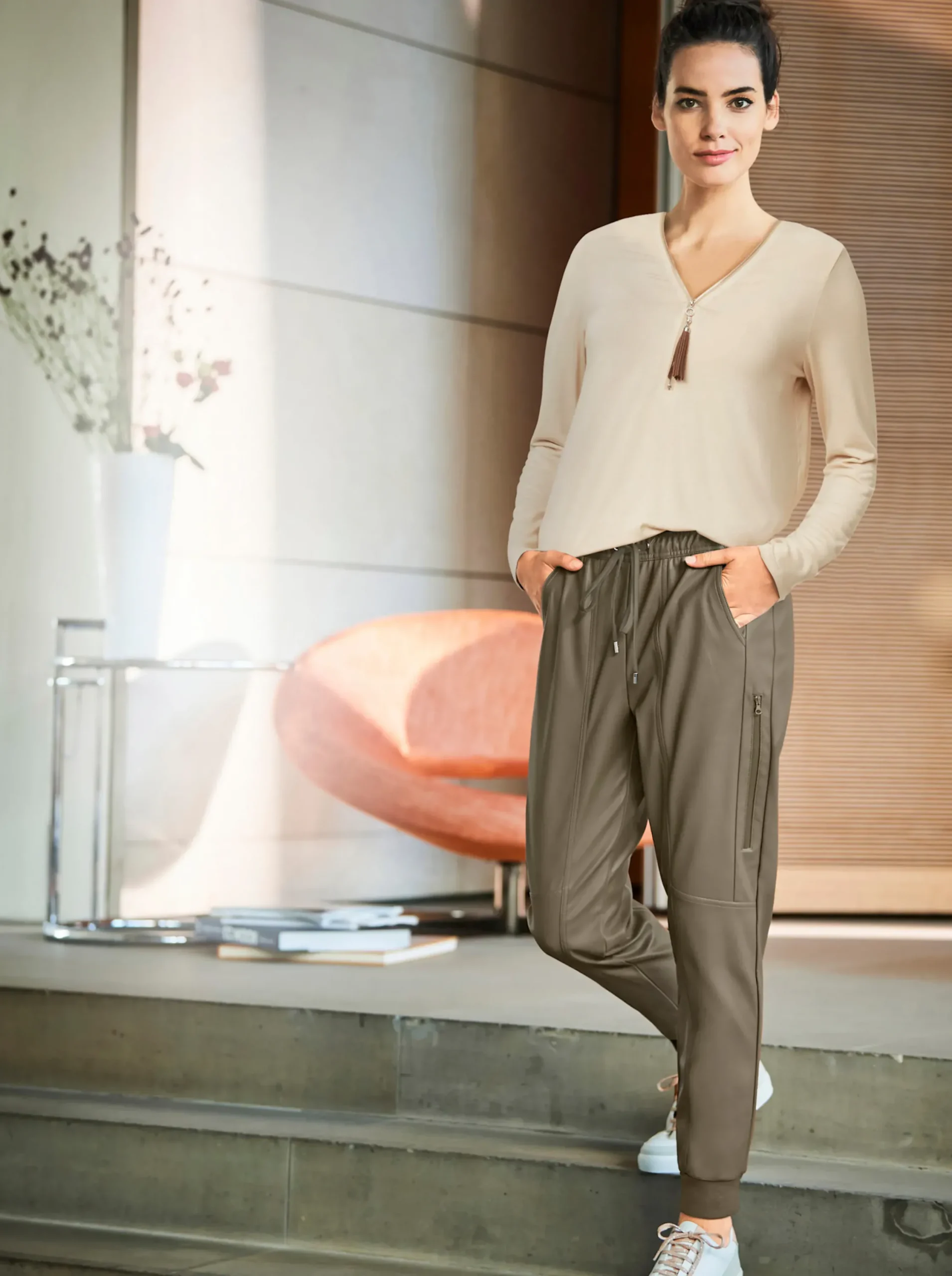 Lederimitat|heine Lederimitathose khaki