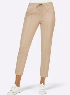 Lederimitat|Hosen| Lederimitathose beige