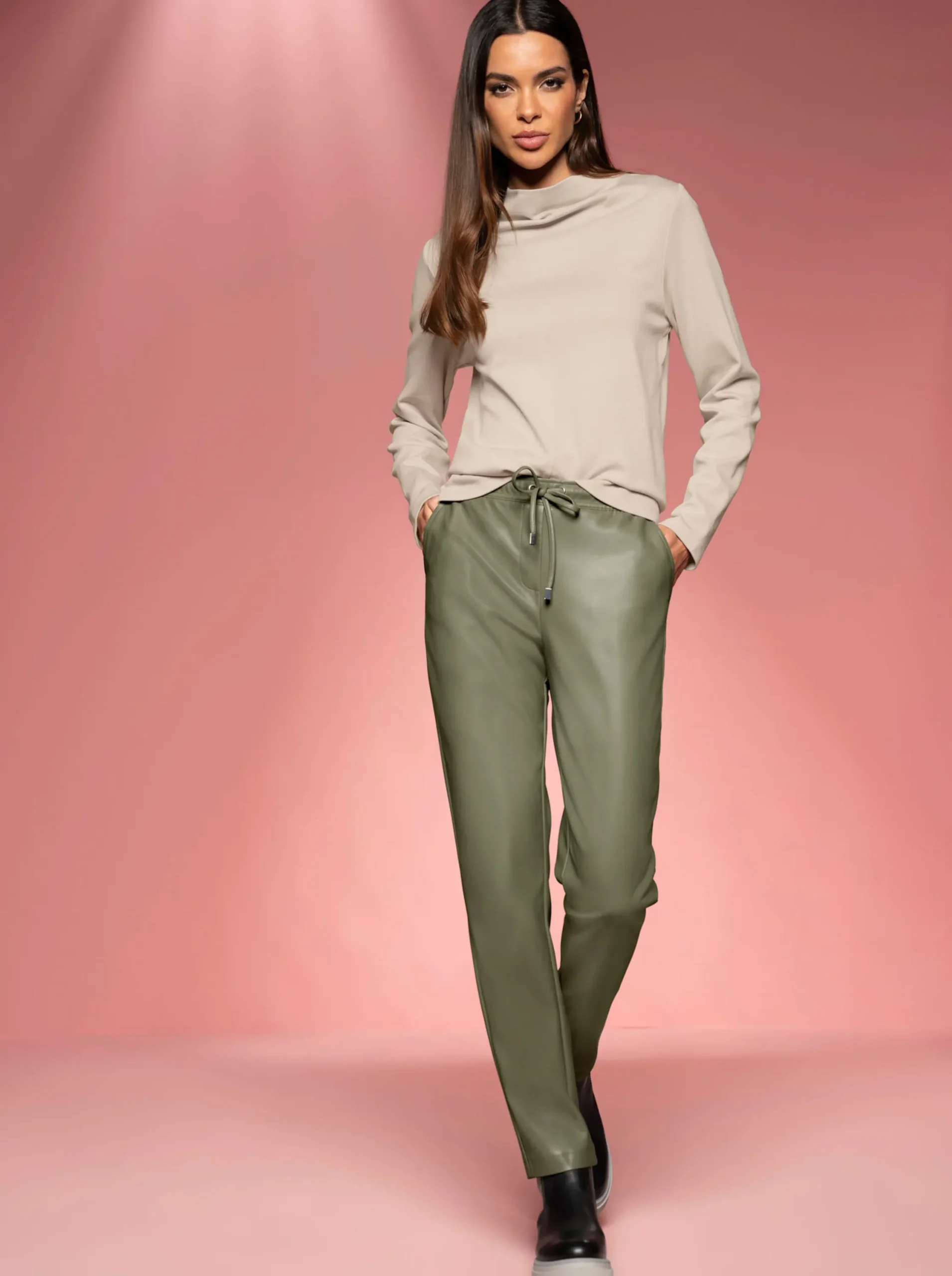 Lederimitat|Hosen|heine Lederimitat-Hose khaki