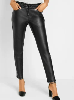 Lederimitat| Lederimitathose schwarz