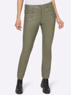Hosen|heine Lederimitathose im 5-Pocket-Style khaki