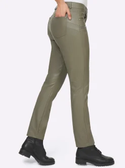 Hosen|heine Lederimitathose im 5-Pocket-Style khaki