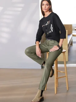 Hosen|heine Lederimitathose im 5-Pocket-Style khaki