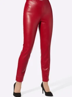 Lederimitat| Lederimitathose in schmaler Schnittform rot