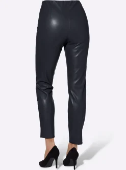 Lederimitat| Lederimitathose in schmaler Schnittform marine