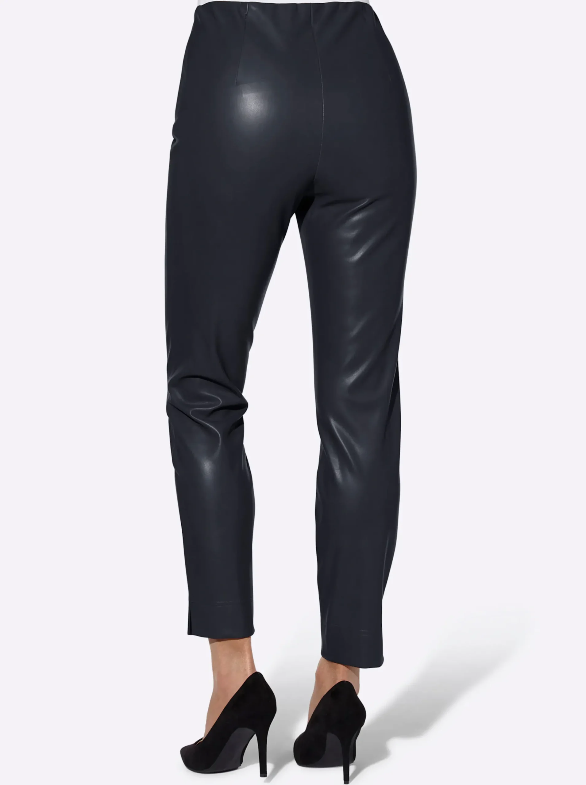 Lederimitat| Lederimitathose in schmaler Schnittform marine