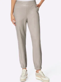 Hosen|heine Lederimitathose mit aufgesetzten Taschen sesam