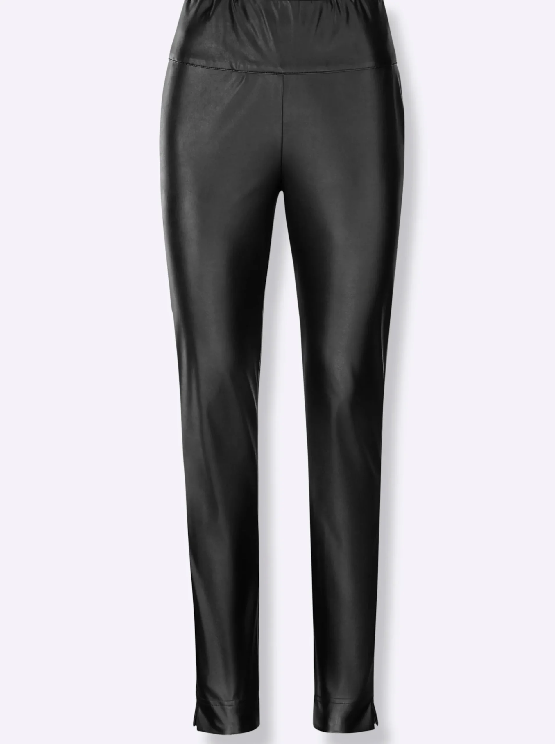 Hosen| Lederimitathose mit breitem Elastik-Bund schwarz