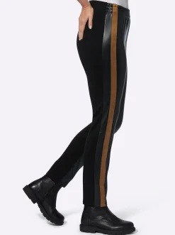 Hosen|heine Lederimitathose mit Jersey-Rückseite schwarz