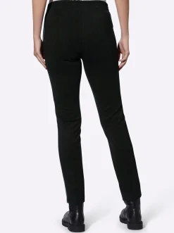Hosen|heine Lederimitathose mit Jersey-Rückseite schwarz