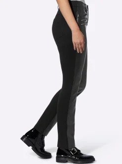 Hosen|heine Lederimitathose mit Jersey-Stretch hinten schwarz