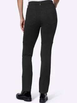 Hosen|heine Lederimitathose mit Jersey-Stretch hinten schwarz