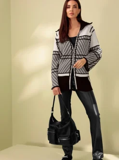 Hosen|heine Lederimitathose mit Jersey-Stretch hinten schwarz