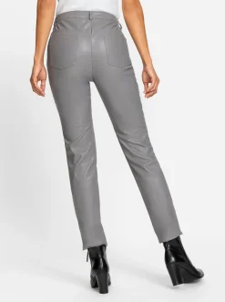 Lederimitat|Hosen| Lederimitathose mit leichtem Glanz grau