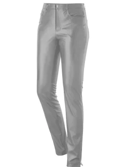 Lederimitat|Hosen| Lederimitathose mit leichtem Glanz grau