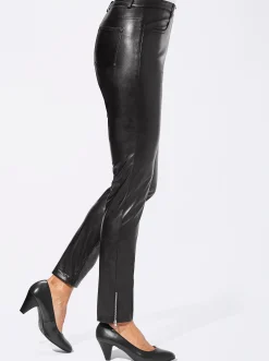 Lederimitat| Lederimitathose mit leichtem Glanz schwarz