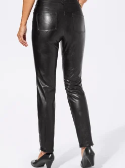 Lederimitat| Lederimitathose mit leichtem Glanz schwarz