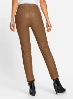 Lederimitat|Hosen| Lederimitathose mit leichtem Glanz braun