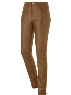 Lederimitat|Hosen| Lederimitathose mit leichtem Glanz braun