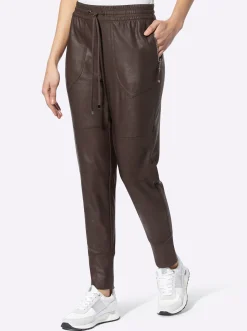 Lederimitat|Hosen|heine Lederimitathose mit Rundum-Dehnbund schoko