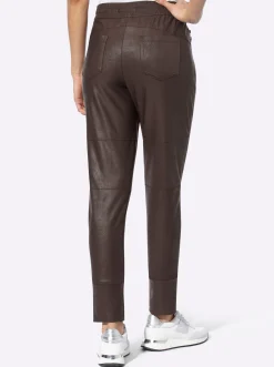Lederimitat|Hosen|heine Lederimitathose mit Rundum-Dehnbund schoko