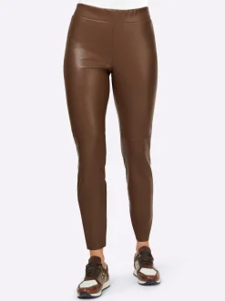Lederimitat|heine Lederimitat-Leggings braun