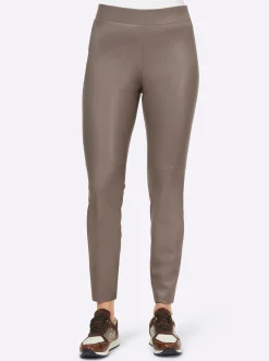 Hosen|heine Lederimitat-Leggings taupe