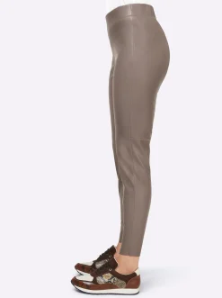 Hosen|heine Lederimitat-Leggings taupe