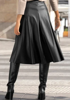 Strandmode|LASCANA Lederimitatrock schwarz